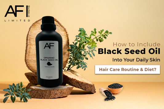 A Black Bottle Labeled as Black Seed Oil appears with a text